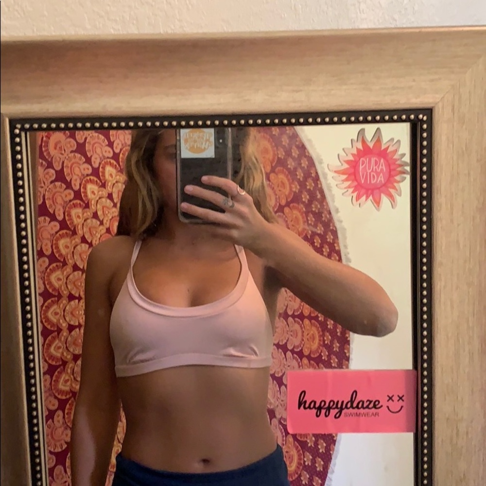Pink billabong top and white bottoms